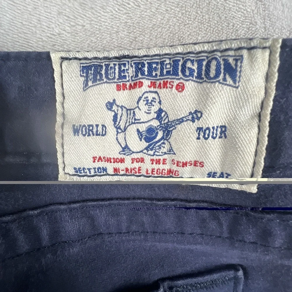 VINTAGE Y2K TRUE RELIGION BASIC NAVY STRAIGHT LEG BAGGY STYLE PANTS‎ Size 33x30